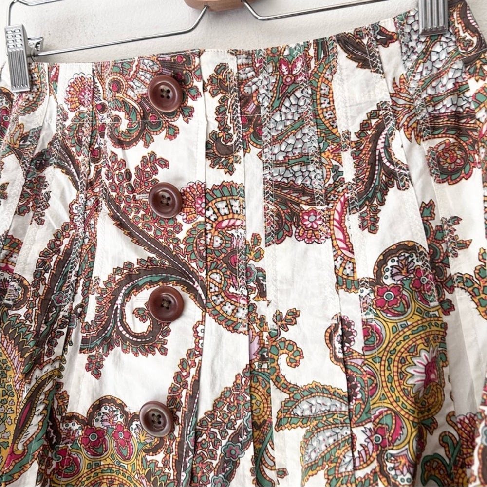 CAbi Paisley Print Midi Skirt - White and Brown size 0 - Picture 4 of 7